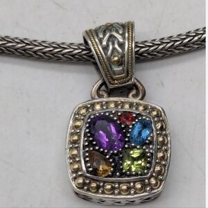 Multi-Stone Silver Pendant Necklace